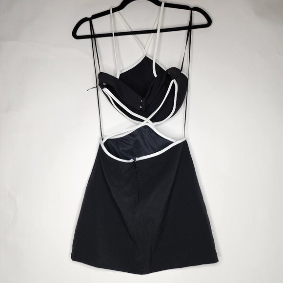 ZARA Halter Cutout Dress White Piping - Size X-Small - NEW - Picture 8 of 8